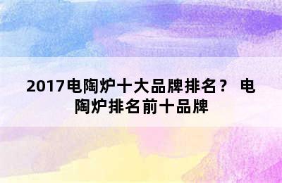 2017电陶炉十大品牌排名？ 电陶炉排名前十品牌